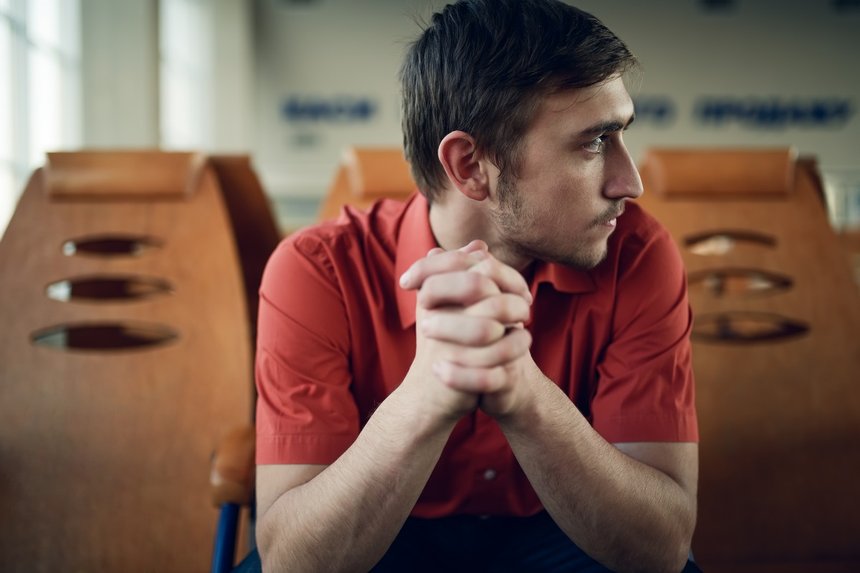 young man waiting something