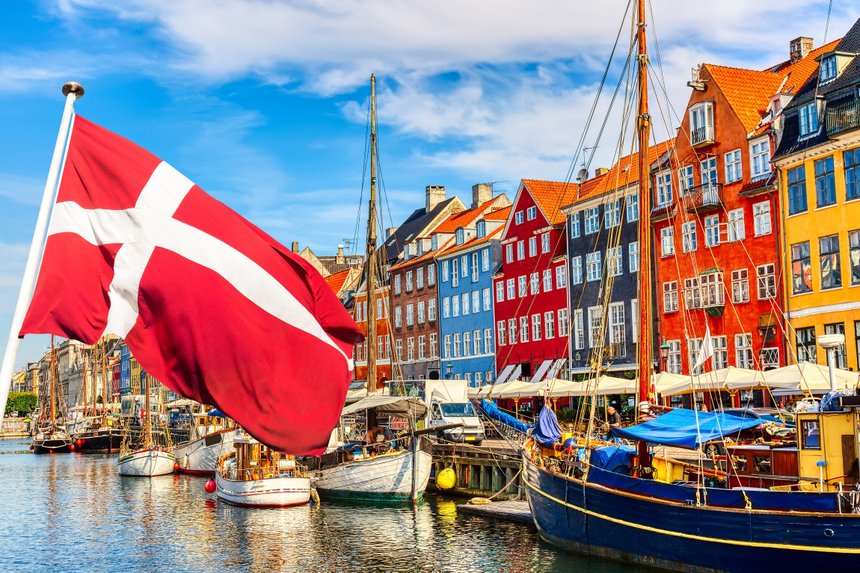 Copenhagen iconic view. Famous old Nyhavn port in the center of