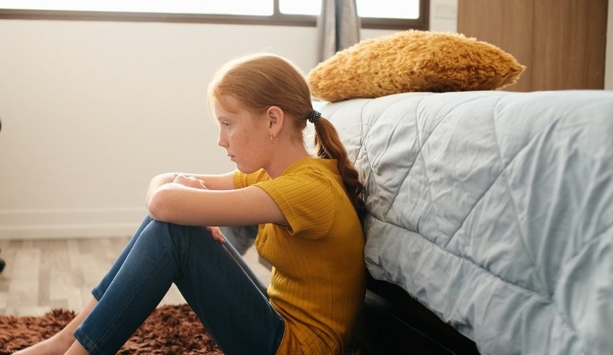 Preteen Bullied Girl Feeling Lonely And Sad At Home