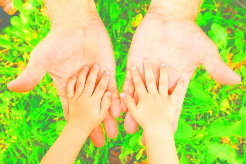 hands grandfather and grandson
