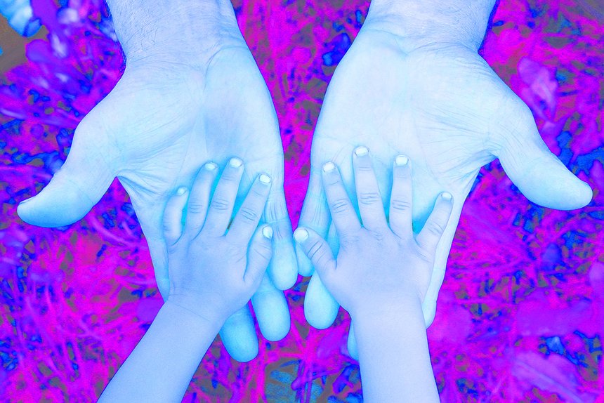 hands grandfather and grandson