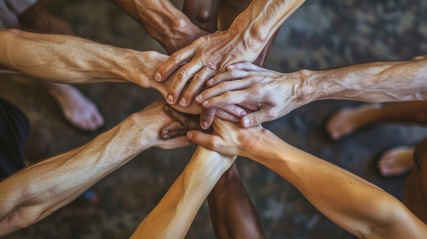 Empowering Unity: Intertwined Hands in Fitness