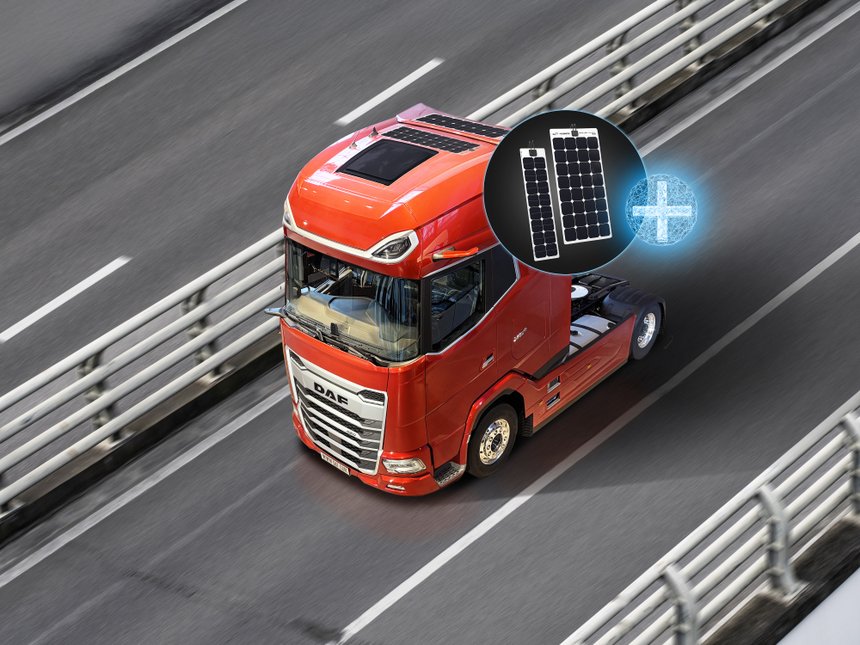 Des panneaux solaire sur les cabines de camions Daf