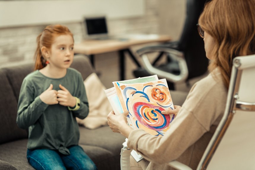 Selective focus of a professional female psychologist