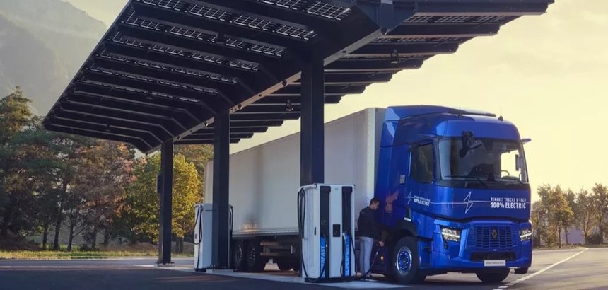 Une carte des stations électriques pour poids lourd