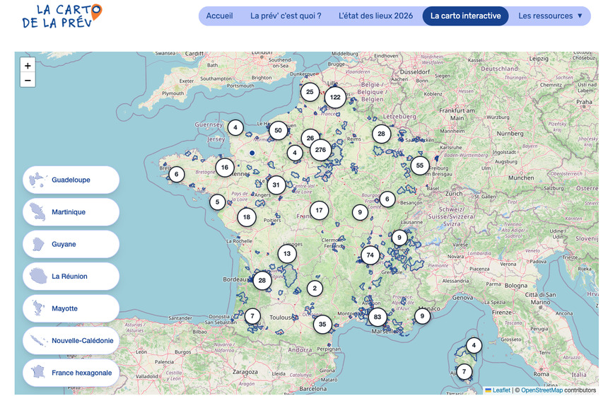 La prévention spécialisée en carte
